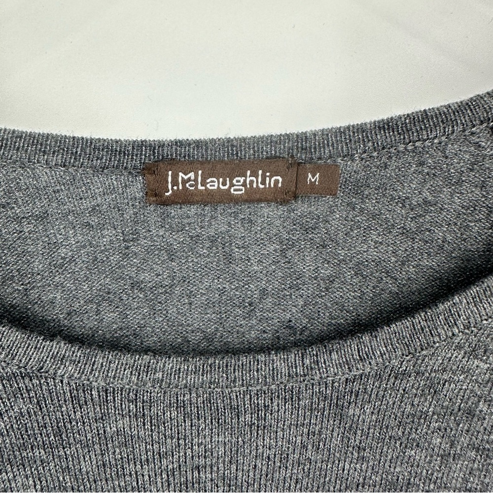 J.McLaughlin Gray Sweater Button Cuffs Crew Neck Womens Medium | AQ598 - Picture 2 of 6